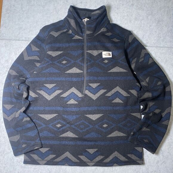 The North Face Gordon Lyons Novelty 1/4 Zip Fleece Pullover Mens Medium Blue - Picture 1 of 9